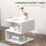 Wooden S Shape End Table 3 Tier Storage Shelves Organizer Living Room Side Table Desk