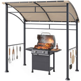 7' x 5' Garden Grill Canopy, BBQ Grill Gazebo Tent with Steel Frame and Hooks