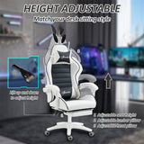 Cute Racing Gamer Chair, PU Leather Gaming Chair with Footrest, Headrest and Lumbar Support
