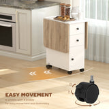 Drop Leaf Dining Table, Mobile Folding Table on Wheels with Drawers and Cabinet for Dining Room