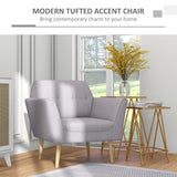 Fauteuil rembourré, chaise d'appoint moderne avec motif capitonné, pieds en bois caoutchouc pour salon