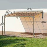 11' x 10' Outdoor Pergola, Wall Mounted Hardtop Lean-to Gazebo with Polycarbonate Roof and Metal-Aluminium Frame