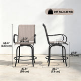 Ensemble de 2 tabourets de bar extérieurs, chaises de hauteur de bar pivotantes 360°, 26,8