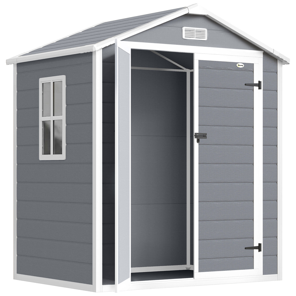 6x4.5FT Plastic Shed, Lockable Garden Tool Storage House with Double Doors and Vent