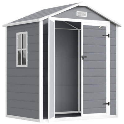 6x4.5FT Plastic Shed, Lockable Garden Tool Storage House with Double Doors and Vent
