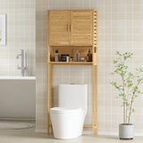 Over the Toilet Cabinet, Bathroom Organizer with 2 Doors, Open Compartment and Adjustable Shelf