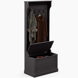 Meuble d'entrée 4-en-1 avec porte-manteau, étagère supérieure, rangement à chaussures et banc, banc d'entrée avec 4 crochets