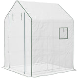 Serre portable, petite serre d'extérieur accessible avec 2 tablettes à fleurs en U, 4,6' x 4,7'