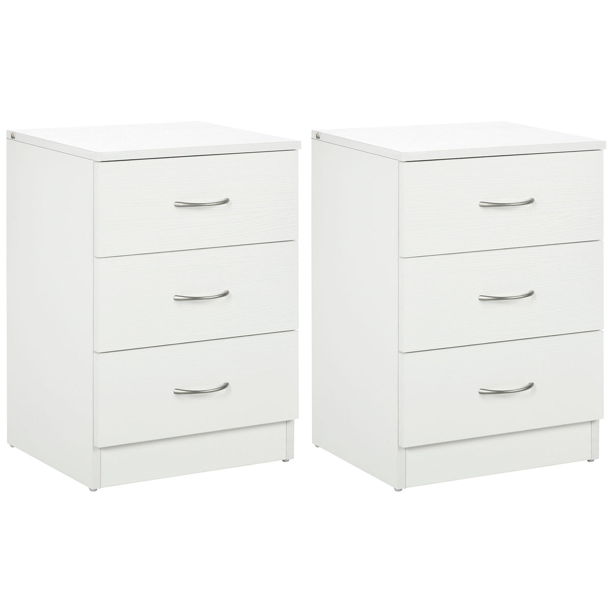 Bedside Table with 3 Drawers, Modern Wood Nightstand