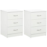 Bedside Table with 3 Drawers, Modern Wood Nightstand