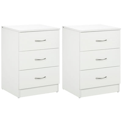 Bedside Table with 3 Drawers, Modern Wood Nightstand