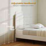 Queen Size Bed Frame with Adjustable Headboard Upholstered Platform Bed Frame with Wood Slat Support Noise Free