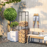 Firewood Rack Outdoor, Heavy Duty Log Holder with Adjustable Shelf for Fireplace, Indoor Outdoor Fire Wood Storage Rack