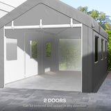 10' x 20' Carport, Heavy Duty Portable Garage with 6 Mesh Windows and 2 Doors