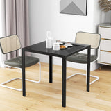 Square Kitchen Table for 2-4 People, Dining Table with Glass Top and Steel Legs for Dining Room