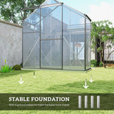 6' x 2.5' Walk-in Polycarbonate Greenhouse Aluminium Green House with Sliding Door, 5-Level Roof Vent