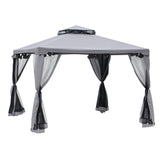 10' x 10' Patio Gazebo Pavilion, 2-Tier Roof Canopy Outdoor