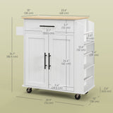 Rolling Island with Wheels for Kitchen, Drawer and Doors
