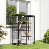 Cage pour chat en métal avec couverture imperméable, 4 plateformes, coussins lavables pour 1-3 chatons, 46,5