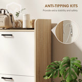 Shoe Cabinet with 2 Flip Drawers, 3 Side Compartments, Adjustable Shelves, 8-12 Pairs for Entryway Hallway