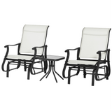 Ensemble de 3 chaises berçantes glissantes et table à thé bistro