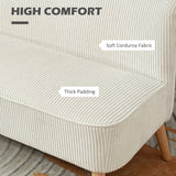 Modern 2 Seater Sofa, Upholstered Two Seater Couch with Rubber Wood Legs