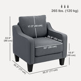 Armchair, Modern Accent Chair with Pocket Spring, Linen Upholstered, Thick Padded
