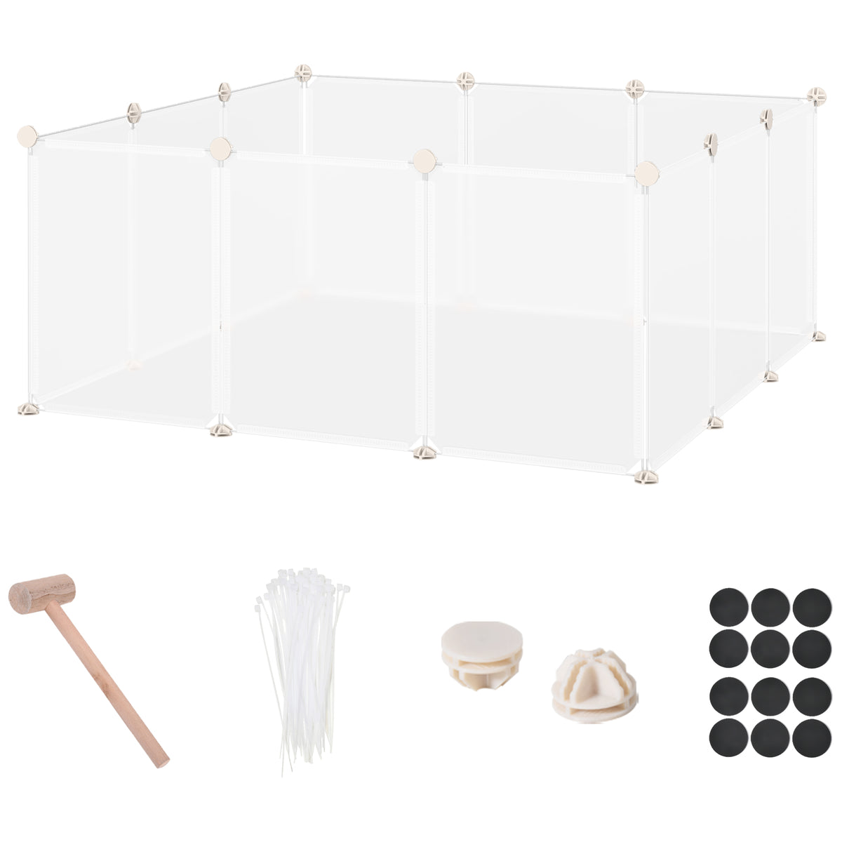 Small Animal Cage Plastic Chinchilla Cage 12 Panels for Guinea Pig, 18