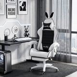 Cute Racing Gamer Chair, PU Leather Gaming Chair with Footrest, Headrest and Lumbar Support