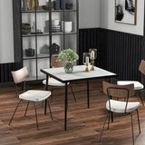 Outdoor Dining Table for 4, Square Patio Dining Table with Marble Effect Tempered Glass Top and Steel Frame
