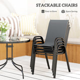 Five-Piece Steel Patio Set, with Glass-Top Table