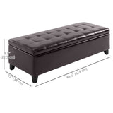 Banc Ottoman de Rangement, Repose-Pieds avec Pieds en Bois Massif, Coffre de Rangement en Cuir PU de 130 cm pour Salon