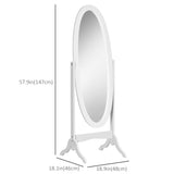 Floor Standing Mirror Full Length Mirror with Adjustable Angle Oval Frame for Dressing Room Bedroom Living Room
