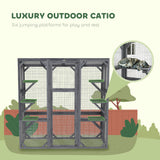 Outdoor Cat Enclosure with 6 Jumping Platforms, Large Front Door for 1-3 Cats, 59