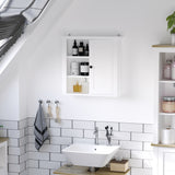 Meuble de salle de bain mural, armoire à pharmacie murale avec 3 étagères ouvertes et placard de rangement pour buanderie