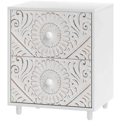 Mid-Century Bedside Table, Nightstand with 2 Drawers