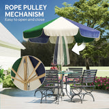 7.4 ft Patio Umbrella with Wood-Effect Frame, Colour-Blocked UPF 30+ Outdoor Market Table Umbrella Parasol