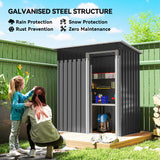 5 x 3 FT Outdoor Storage Shed with Sliding Door and Sloped Roof, Steel Frame Garden Shed Tool Equipment