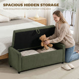 Storage Ottoman, Upholstered Corduroy End of Bed Bench with Thick Padding