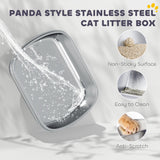 Panda Style XL Stainless Steel Cat Litter Box with Lid, 23.7
