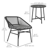 3 Piece Bistro Set, Wicker Outdoor Patio Furniture Set with Glass Top Table