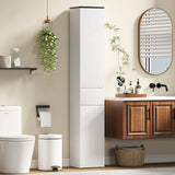 Tall Bathroom Cabinet with 2 Cupboards and Drawer, Slim Bathroom Storage Cabinet with Adjustable Shelves