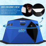 4 Person Insulated Ice Fishing Shelter, Pop-Up Portable Ice Fishing Tent with Carry Bag and Two Doors for -22℉