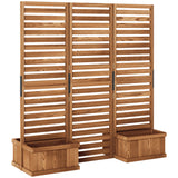 Outdoor Privacy Screen Wood Privacy Panel with 4 Planter Boxes, Raised Bed with 3 Panels