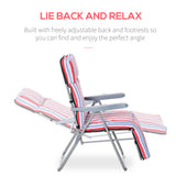 Set of 2 Garden Sun Lounger, Outdoor Reclining Seat Cushioned Seat, Foldable Adjustable Recliner