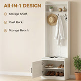 Modern Hall Tree with Shoe Storage Bench, Coat Rack and Shelves