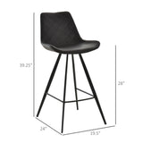 Ensemble de 2 tabourets de bar en microfibre, chaise de bar avec pieds en métal siège à coussin rembourré pour salle à manger