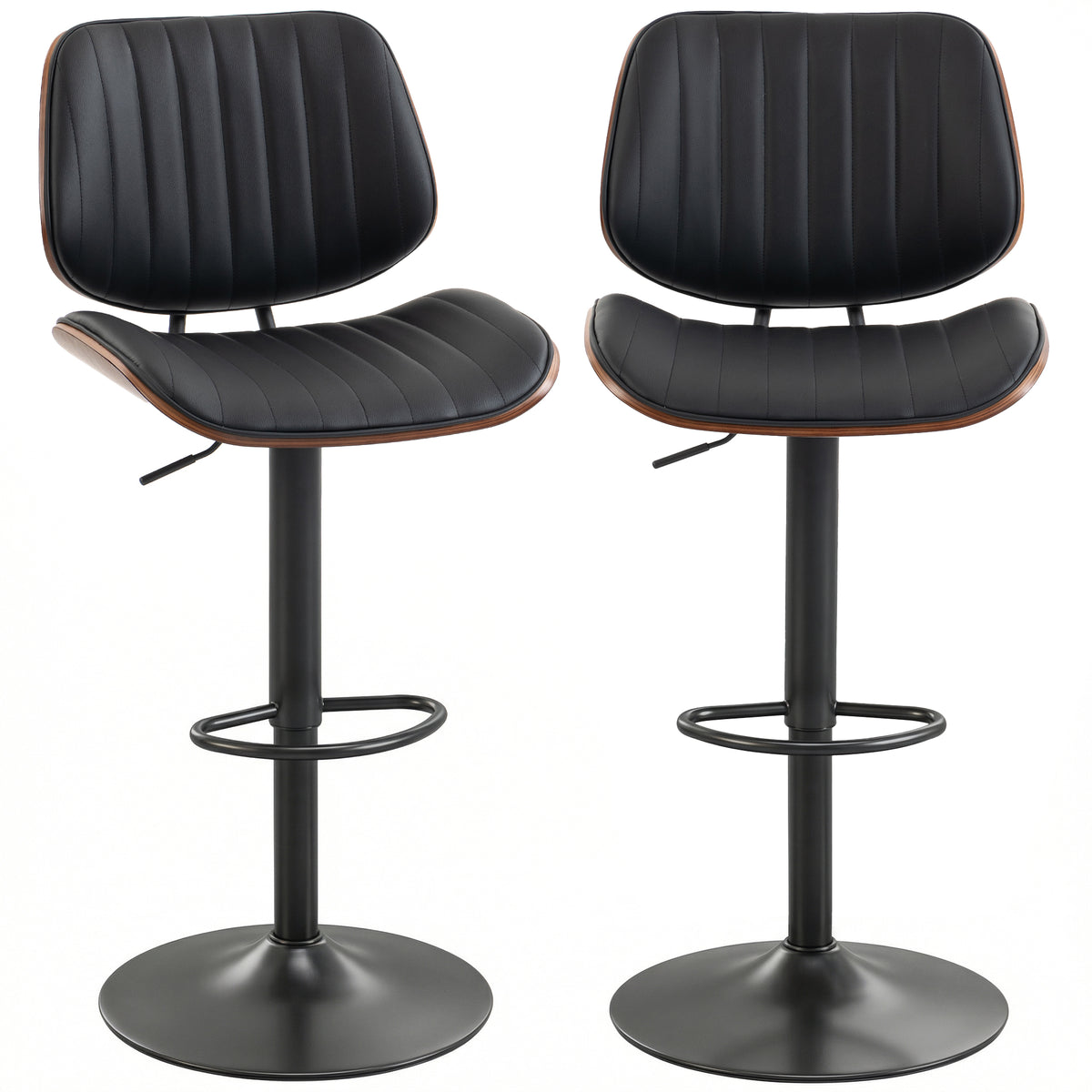 Bar Stools Set of 2, Swivel Counter Height Barstools with Back, Adjustable Height