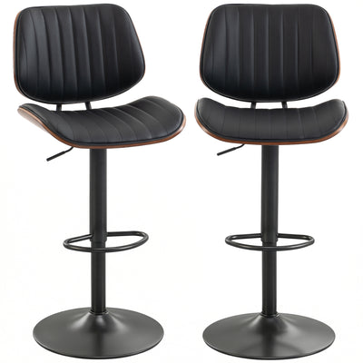 Bar Stools Set of 2, Swivel Counter Height Barstools with Back, Adjustable Height