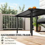 Outdoor Coffee Table, All-Weather Rectangle Metal Patio Coffee Table with Slatted Tabletop for Outside